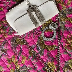 Vintage Cuffz Linz Handcuff Bag, White Leather Purse, Gift for Her, Handcuffs,